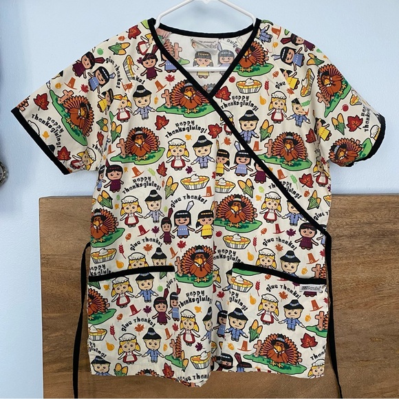 Holiday Scrub tops- Halloween ,Thanksgiving and July 4th
Size small- - Picture 7 of 11